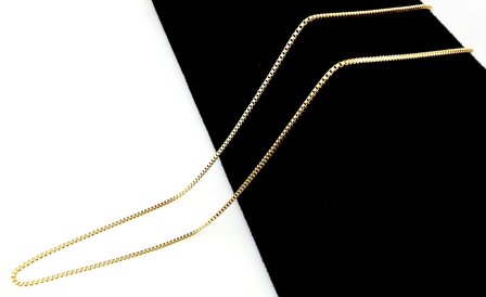 Kette &ndash; Quadratische venezianische Gliederkette aus Edelstahl, L 60 cm * D 1,5 mm, goldfarben