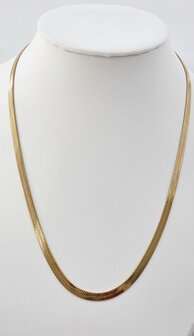 Flache Choker-Halskette aus Edelstahl, goldfarben, L 43 + 5 cm, B 4 mm