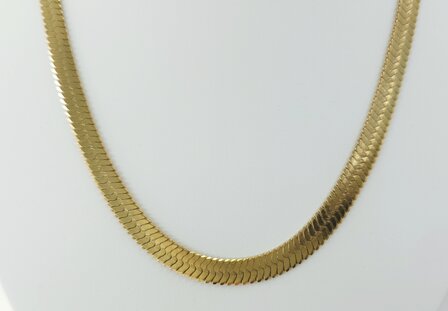 Flache Choker-Halskette aus Edelstahl, goldfarben, L 43 + 5 cm, B 6 mm