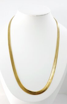 Flache Choker-Halskette aus Edelstahl, goldfarben, L 50 + 5 cm, B 6 mm