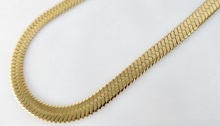Flache Choker-Halskette aus Edelstahl, goldfarben, L 50 + 5 cm, B 6 mm