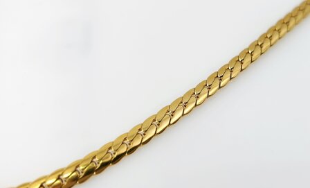 Choker / Halskette aus Edelstahl, goldfarben, Gourmet-Gliederkette / Kubanische Gliederkette, flach, 