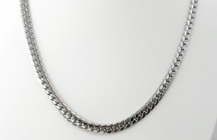 Choker / Halskette aus Edelstahl, Gourmet-Gliederkette / Kubanische Gliederkette, flach, 