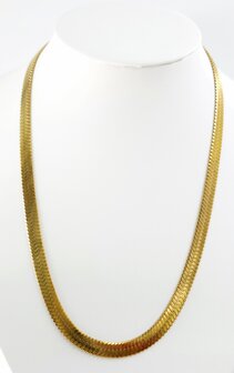 Flache Choker-Halskette aus Edelstahl, goldfarben, L 45 + 5 cm, B 6 mm
