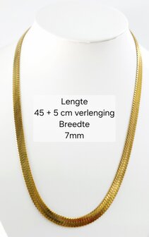 Flache Choker-Halskette aus Edelstahl, goldfarben, L 45 + 5 cm, B 6 mm