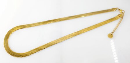 Flache Choker-Halskette aus Edelstahl, goldfarben, L 45 + 5 cm, B 6 mm