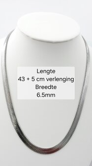 Flache Choker-Halskette aus Edelstahl, silberfarben, L 43 + 5 cm, B 6 mm