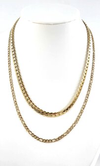 Ketting 2 laags RVS - Lengte 40-45 met 6 cm - Goudkleurig