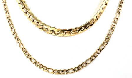 Ketting 2 laags RVS - Lengte 40-45 met 6 cm - Goudkleurig