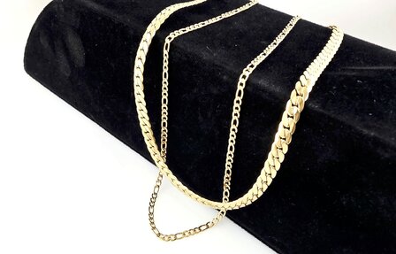 Ketting 2 laags RVS - Lengte 40-45 met 6 cm - Goudkleurig