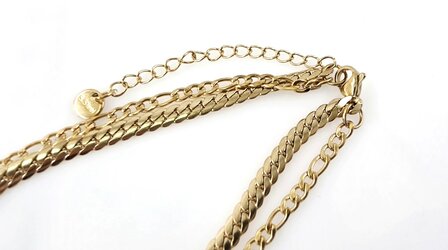 Enkelbandje 2 laags RVS - Lengte 23 met 6 cm - Goudkleurig