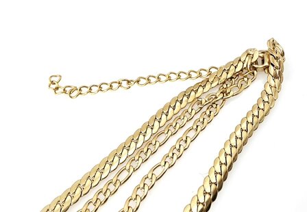 Ketting 2 laags RVS - Lengte 40-45 met 6 cm - Goudkleurig