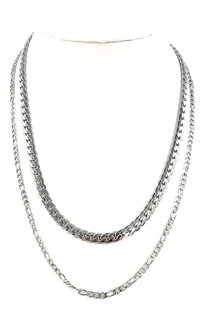 Ketting 2 laags RVS - Lengte 40-45 met 6 cm - Zilverkleurig