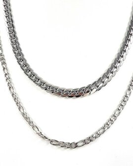 Ketting 2 laags RVS - Lengte 40-45 met 6 cm - Zilverkleurig