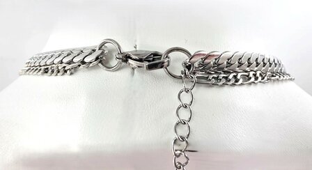 Ketting 2 laags RVS - Lengte 40-45 met 6 cm - Zilverkleurig