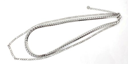 Ketting 2 laags RVS - Lengte 40-45 met 6 cm - Zilverkleurig