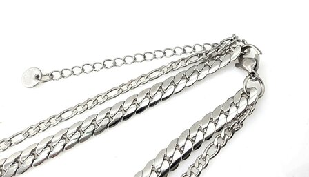 Ketting 2 laags RVS - Lengte 40-45 met 6 cm - Zilverkleurig