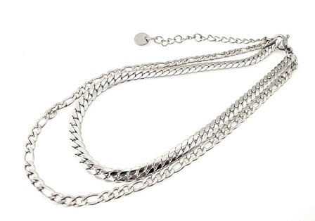 Enkelbandje 2 laags RVS - Lengte 23 met 6 cm - Zilverkleurig