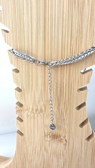 Enkelbandje 2 laags RVS - Lengte 23 met 6 cm - Zilverkleurig