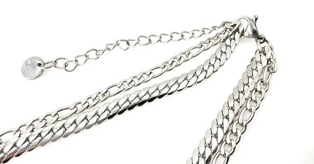 Enkelbandje 2 laags RVS - Lengte 23 met 6 cm - Zilverkleurig