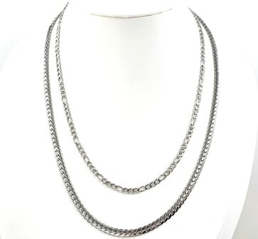 Ketting 2 laags RVS - Lengte 40-45 met 6 cm - Zilverkleurig