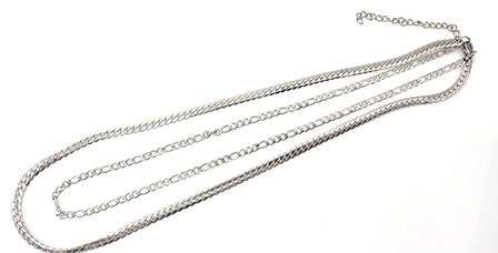 Ketting 2 laags RVS - Lengte 40-45 met 6 cm - Zilverkleurig