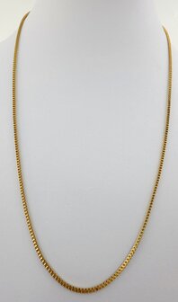 Kette &ndash; Quadratische venezianische Gliederkette aus Edelstahl, L 60 cm * D 1,5 mm, goldfarben