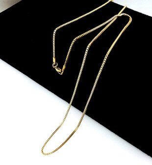Kette &ndash; Quadratische venezianische Gliederkette aus Edelstahl, L 60 cm * D 1,5 mm, goldfarben