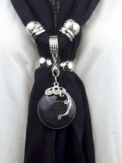 Schal + anh&auml;nger ''Adern des Lebens'' schwarze rund, Strass