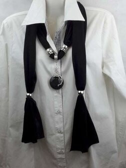 Schal + anh&auml;nger ''Adern des Lebens'' schwarze rund, Strass