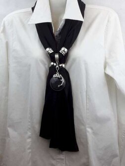 Schal + anh&auml;nger ''Adern des Lebens'' schwarze rund, Strass