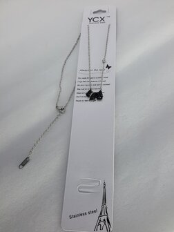 schakelketting, hond, strass, edelstaal