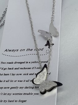 VlinderKetting RVS met 2D vlinderhanger
