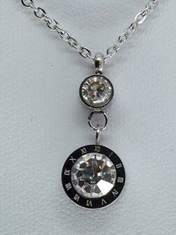 Ketting RVS ronde hanger Romeinse cijfers op de rand