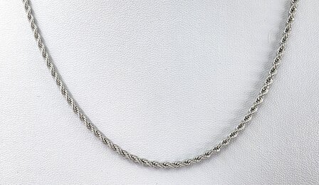 Ketting, RVS zilverkleurig Twisted /koord L 55 cm x D 2.5mm