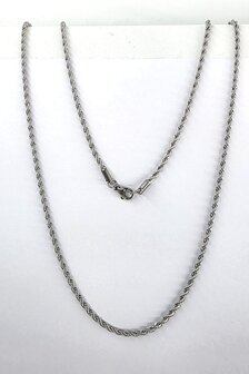 Ketting, RVS zilverkleurig Twisted /koord L 55 cm x D 2.5mm