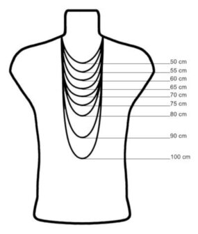 Ketting, RVS zilverkleurig Twisted /koord L 55 cm x D 2.5mm