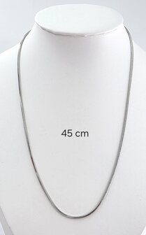 Slangenketting RVS Vierkante zilverkleur L 45 cm