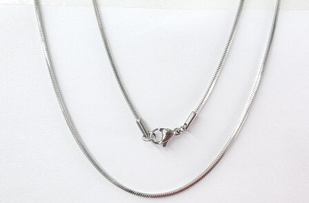 Slangenketting RVS Vierkante zilverkleur L 50 cm