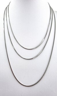 Slangenketting RVS Vierkante zilverkleur L 60 cm