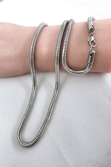 Halsketting, Collier RVS Ronde Slangenketting L 45 cm