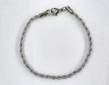 RVS Set Zilverkleurige twisted ketting met armband