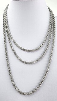 Edelstahl silberfarben Kordelkette gedreht L 60 cm x T 4 mm