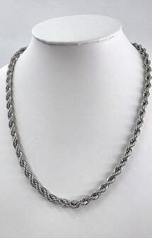 Halsketting rvs gevlochten/Gedraaide motie L 45 cm * Br 5mm 