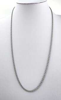 Edelstahl silberfarben Kordelkette gedreht L 60 cm x D 2 mm