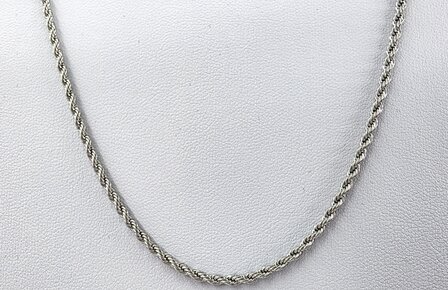 Edelstahl silberfarben Kordelkette gedreht L 60 cm x D 2 mm