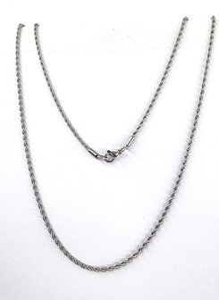 Edelstahl silberfarben Kordelkette gedreht L 60 cm x D 2 mm