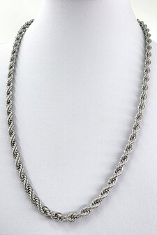 Edelstahl. Silberfarbene gedrehte Kette, 60 cm