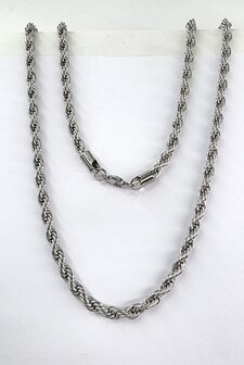 Edelstahl. Silberfarbene gedrehte Kette, 60 cm