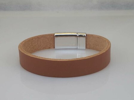 Glatte Lederband kinder, Cognac, schmal, magnetverschluss